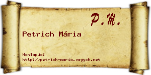 Petrich Mária névjegykártya