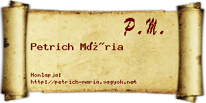 Petrich Mária névjegykártya